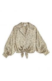 Topshop Tie Hem Paisley Satin Shirt   Nordstrom at Nordstrom